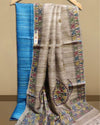 Silkmark Tussar Beige Madhubani Brilliant Dupatta & Blue Top