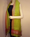 Fresh Hand Dyed Pure Linen Green Dupatta