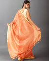 Colorful Pure Tissue Linen Handdyed Saree Orange