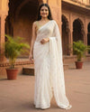 Indiehaat | Pure Mul Cotton Sequin Saree White