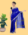 Handcrafted Kota Silk Plain Saree Ocean Blue