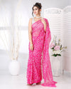 Indiehaat | Tepchi Handwork Georgette Saree Dark Pink 