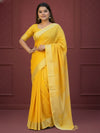 Melodic Handwoven Pure Linen Yellow Saree