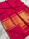 Indiehaat | Maheshwari Silk Red Zari Buta Saree
