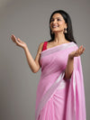 Rosy Handwoven Pure Linen Pink Saree