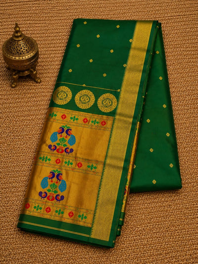 Rajdhara Handloom Paithani Silk Saree Emerald Green