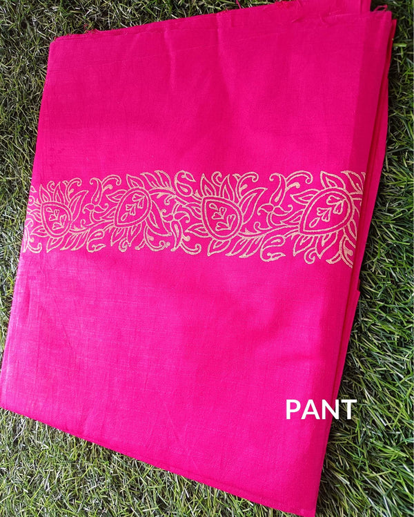 Katan Silk Handblock Printed Suit – Pink with Dupatta