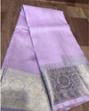 Ornamental Banarasi Silk Linen Violet Handloom Saree