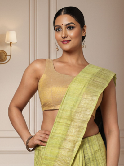 Silkmark Ghicha Tussar Scintillating Black & Yellow Saree