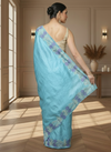 Silkmark Certified Lively Pure Tussar Cutwork Blue Saree