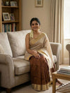 Indiehaat | Kota Silk Hand Dyed Saree Beige & Brown
