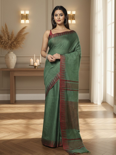 DyeLoom Kota Silk Jacquard Saree Green