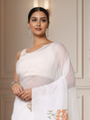 White Pure Kota Doria Saree Embroidered