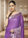 Stunning Banarasi Silk Linen Purple Handloom Saree