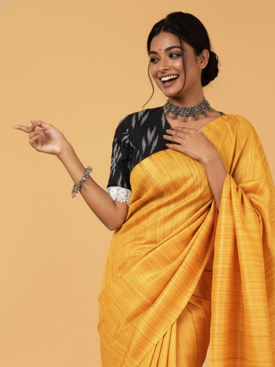 Silkmark Ghicha Tussar Mesmerizing Mustard Saree