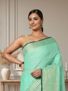 Verdant Khadi Linen Saree Medium Green