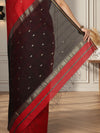Joyful Pure Maheshwari Silk Handloom Saree Black & Red