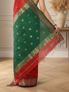 Misty Pure Maheshwari Silk Handloom Saree Red & Green