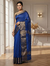 Lucid Maheshwari Pure Silk Butta Body Blue Saree