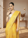 Katan  Harvest Golden Yellow Silk Saree Weaving Design with Blouse-Indiehaat