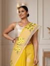 Rich Bandhej Kota Doria Embroidery Yellow Saree Handdyed