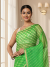 Lehariya Pure Silk Kota Doria Leaf Green Saree Handcrafted