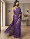 Gilded Hue Kota Silk Zari Stripe Saree Purple