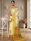 Earthy Kota Doria Blockprinted Yellow Saree