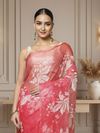 Embroidered Organza Pure Silk Pink Saree for Modern Ethnic Fashion | Indiehaat