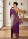 Adorable Banarasi Silk Linen Handloom Purple Saree