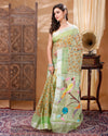 Kota Doria Paithani Embroidery Designer Saree Green