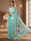 Kota Doria Paithani Embroidery Designer Saree Pale Green