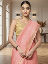 Banarasi Silk Linen Pink Handloom Saree