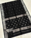 Indiehaat |Handloom Maheshwari Silk Black Saree