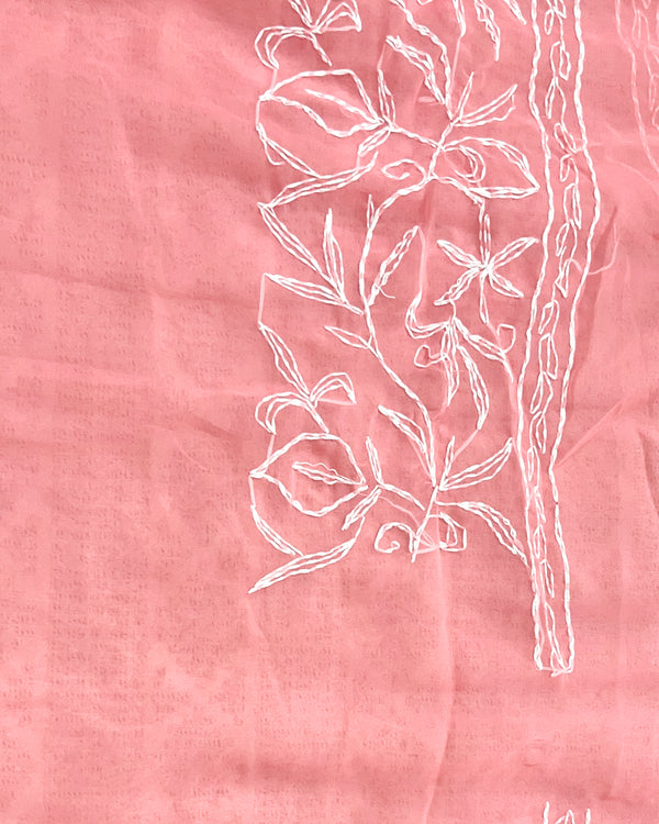 Tepchi Handwork Georgette Saree Candy Pink