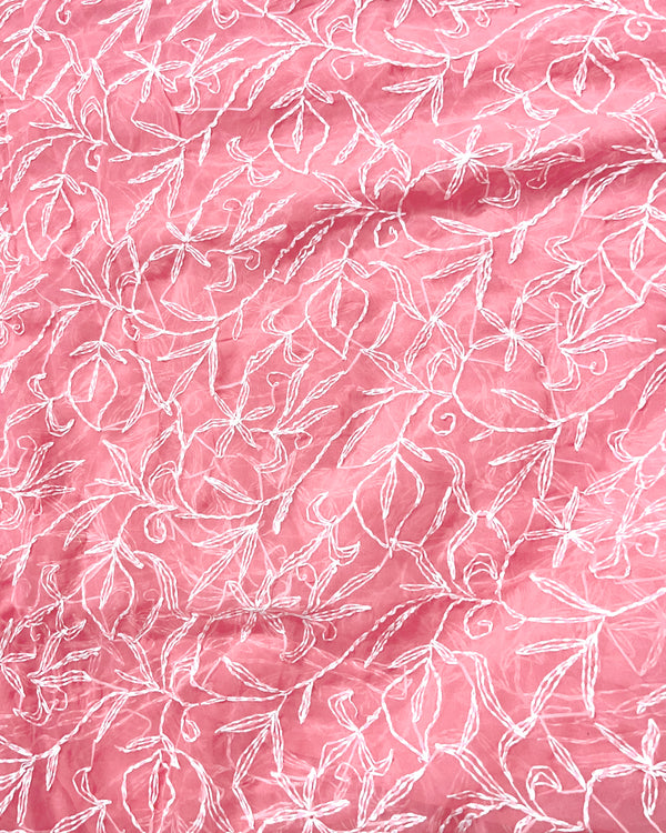 Tepchi Handwork Georgette Saree Candy Pink