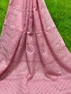 Chikankari Kota Doria Saree Rose Pink Handcrafted
