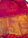 Indiehaat | Maheshwari Silk Red Zari Buta Saree