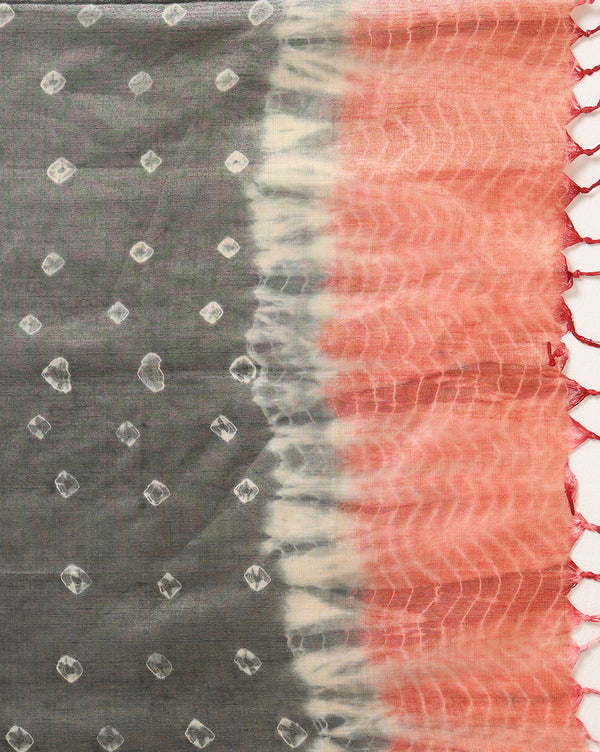 Bandhani & Shibori Khadi Silk Pink Suit