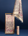 Vivid Madhubani Wax Batik Hand Dyed Khadi Silk Beige Suit