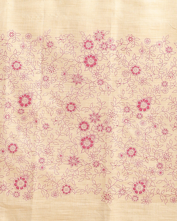 Vivid Madhubani Wax Batik Hand Dyed Khadi Silk Beige Suit