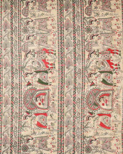 Misty Madhubani Wax Batik Hand Dyed Khadi Silk Beige Suit