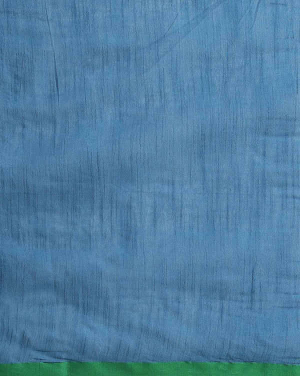 Tranquil Slub Linen Hand Dyed Blue Saree