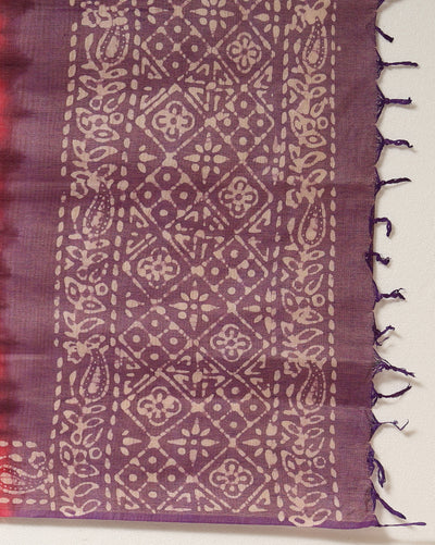 Wax Batik Hand Dyed Khadi Silk Purple Suit