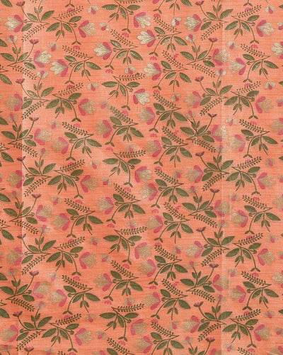 Printed Khadi Silk Peach Suit