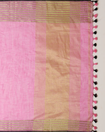 Rosy Khadi Linen Saree Pink