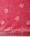 Crimson Slub Linen Wax Batik Handcrafted Saree Red