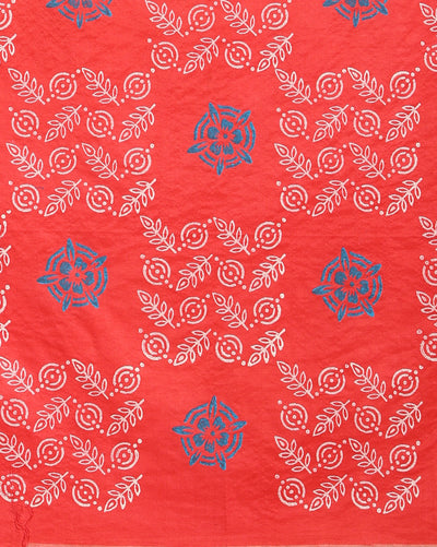 Katan Silk Splendid Blockprint Red Green Suit