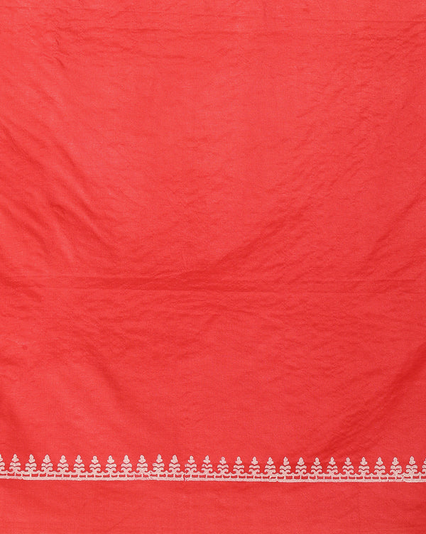 Katan Silk Splendid Blockprint Red Green Suit