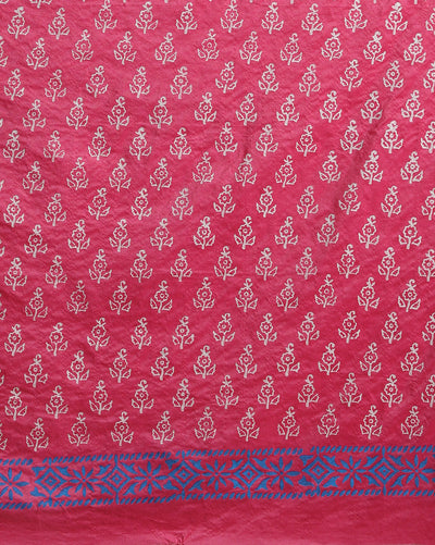 Katan Silk Gorgeous Suits Magenta Blockprinted